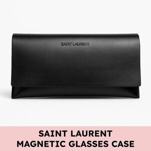 Saint Laurent Black Leather Magnetic Sunglasses / Eyeglasses Case